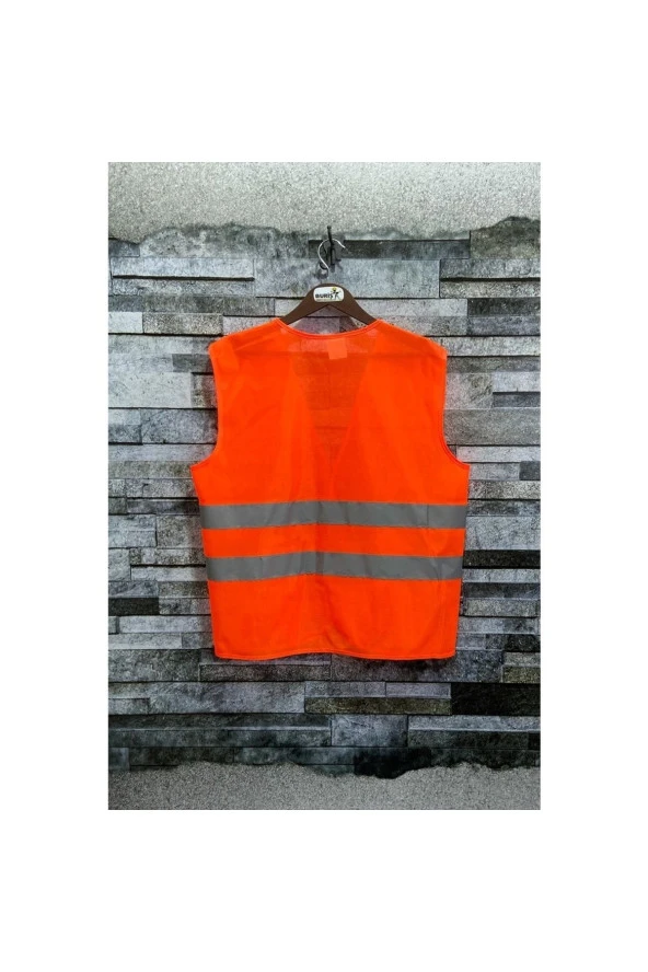 Buriş Reflektörlü Işçi Tipi Ikaz Yeleği Turuncu Renk (standart Xl Beden) - Resim 2