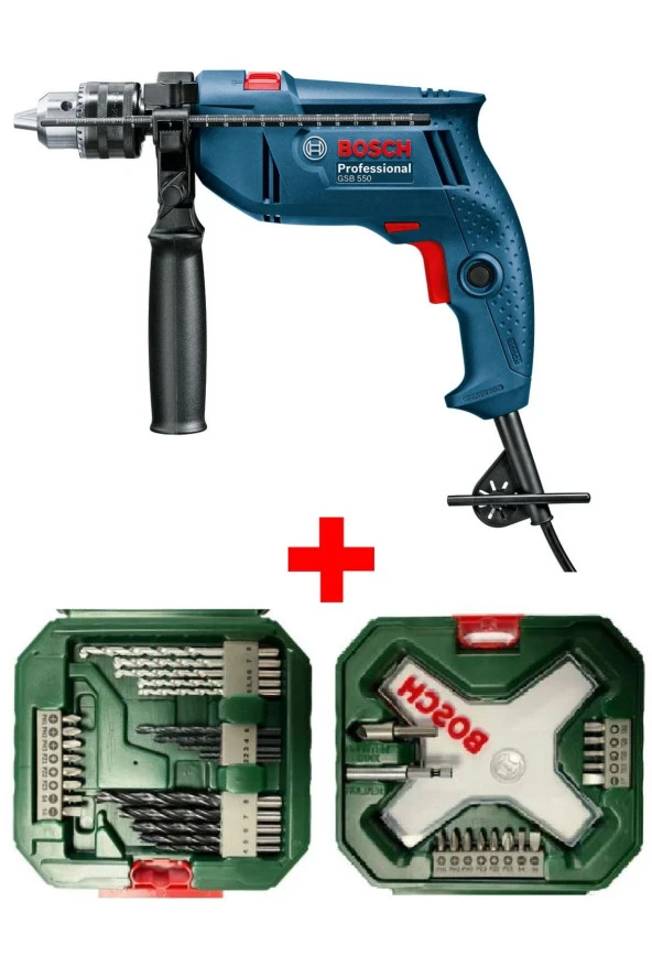 Gsb 550 Darbeli Matkap 500 Watt + 38 Parça Matkap Ucu Ve Vidalama Ucu Seti