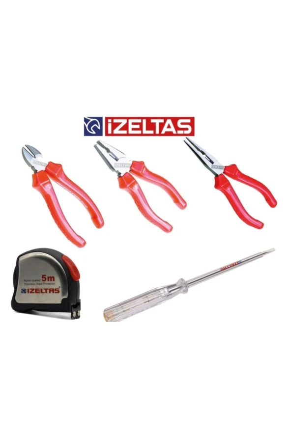 5 Parça El Aleti Seti Pense + Yankeski + Kargaburun + 5 Mt+ Kontrol Kalemi 190 Mm Düz Uçlu ürün görseli