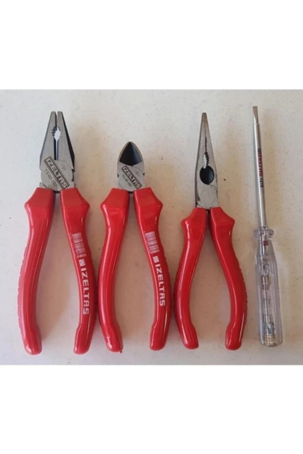 İzeltaş Set 180mm Pense 160mm Yankeskı 160mm Kargaburun 190mm Kotrol Kalemi - 2