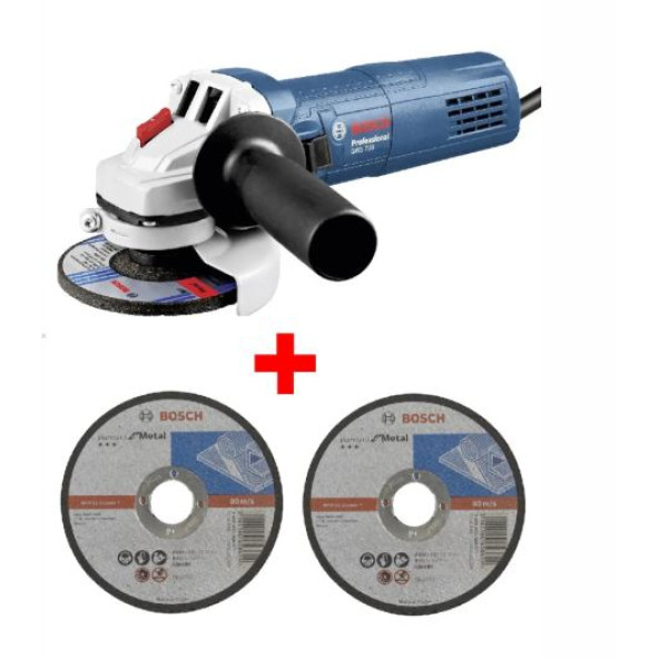 Avuç Taşlama Makinesi Gws 750 115 mm Spiral + 2 Adet 115 mm X 2.5 mm Düz Metal Kesme Diski