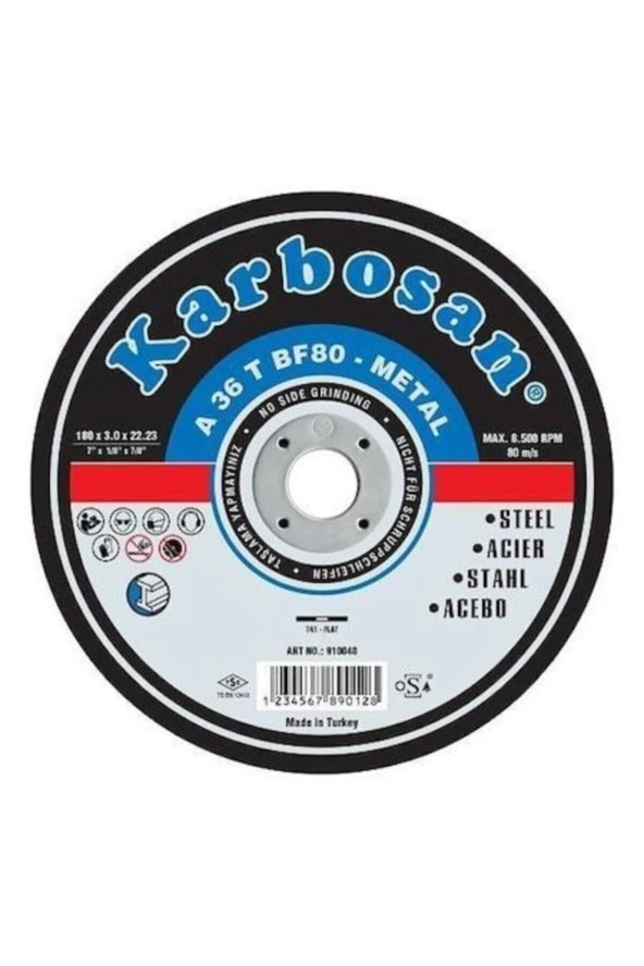 Karbosan 180x3mm Metal Kesme Taşı (10'lu Paket)