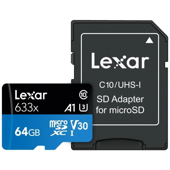 Lexar 64GB Micro SD Hafıza Kartı UHSI  633x 100MB