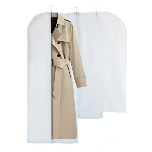 Cuty Home Takım Elbise,Kıyafet Koruma Ve Taşıma Kılıfı Beyaz Gamboç 3'lü Set (60*100-140-200)