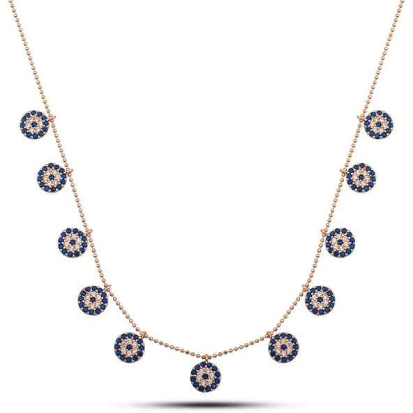 925 Ayar Gümüş Rose Nazarlı Şans Kadın Kolye ürün görseli 1