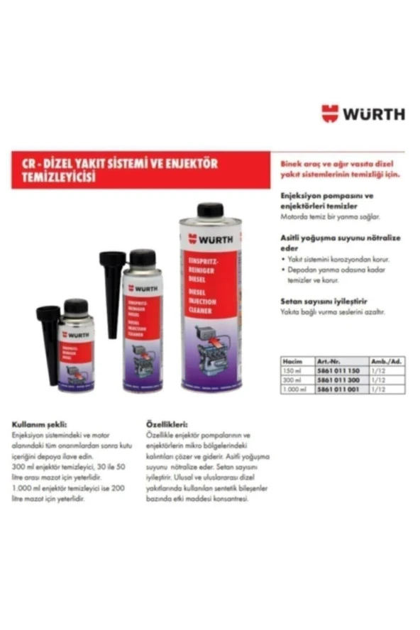 Würth Skt: 2026 Yeni Seri Vuruntuyu Ve Enjektördeki Kalıntıyı Yok Eden Enjektör Temizleyici 300 ml - Resim 2