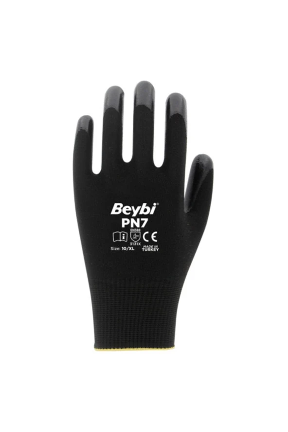 Beybi Pn7 Siyah Polyester Örme Nitril Işçi Eldiveni 12 Çift 10 Numara ürün görseli