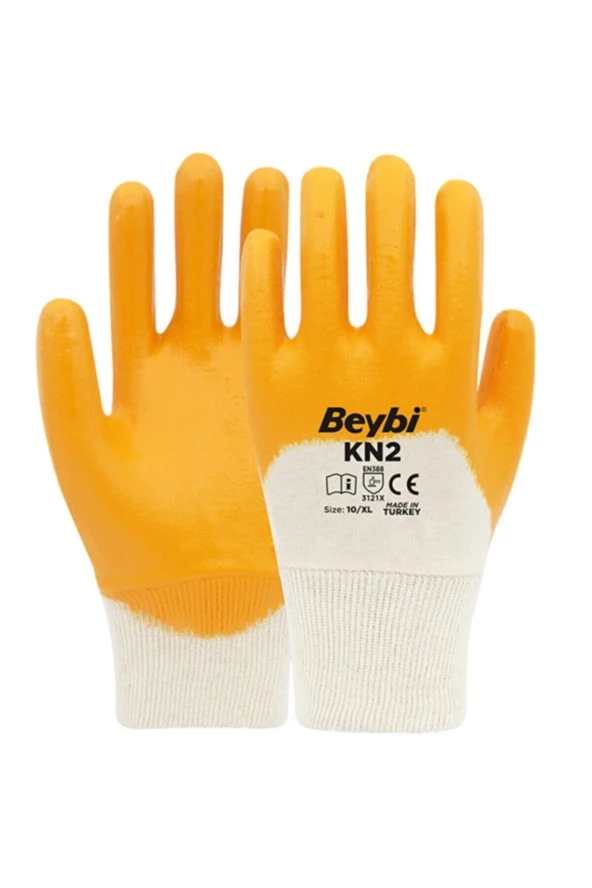 Nitril Pamuk Iş Eldiveni Kn2 Sarı No:10 12'li ürün görseli