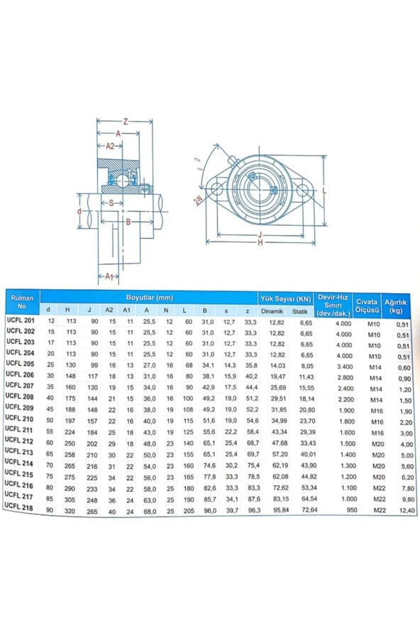 Yataklı Rulman 25 mm - Resim 2