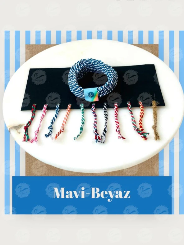 Paket İpi Paketleme Ipi / Bağlama Ipi / İki  Renkli Ip Mavi Beyaz Renk 10 mt-T919