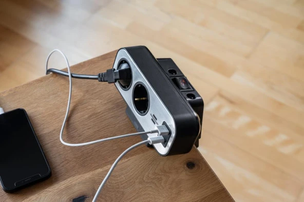 Brennensthul Estilo Duplex Serisi 9 Soketli Typ-C ve USB li 19.500 Amper Akım Korumalı 2 Metre Kablolu Masa Üstü Priz - 7