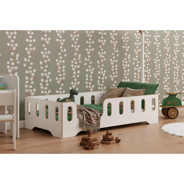 Beyaz Montessori Yatak Mdf Çocuk ve Bebek Odası Karyola - 4