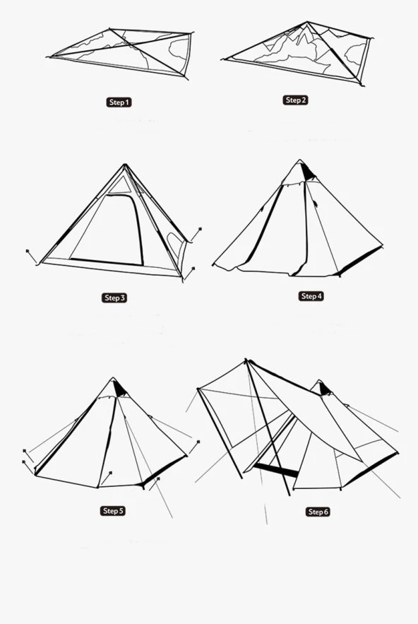 Naturehike Glamping 4 Kişilik Çift Katmanlı Otomatik Kurulum Piramid Çadır - 8