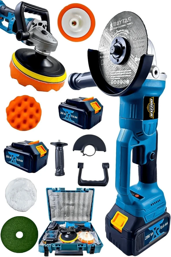 Lieber German 21 V Bakır Sargılı Kömürsüz Motor Devir Ayarlı 2 Akülü Spiral Taşlama Ve Polisaj Makinesi