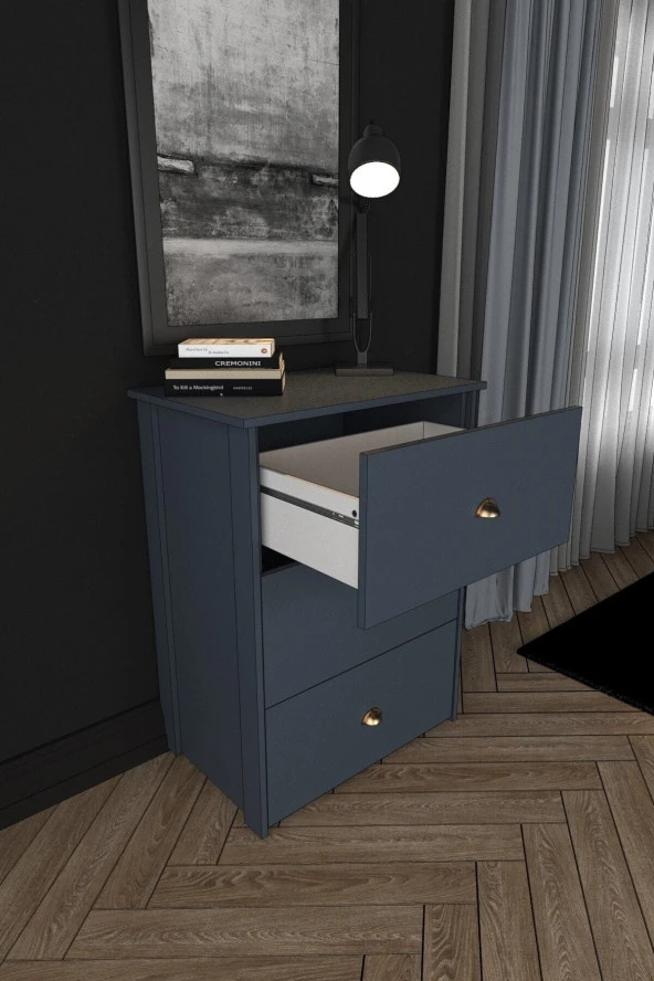 Mobu Concept Şifonyer, Retro, 3 Çekmeceli - Resim 3