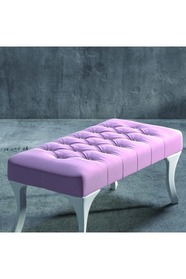 Puffy Home Icon Puff Kapitoneli Kapı Önü Ayakucu Mutfak Salon Masa Pembe Puf Bench