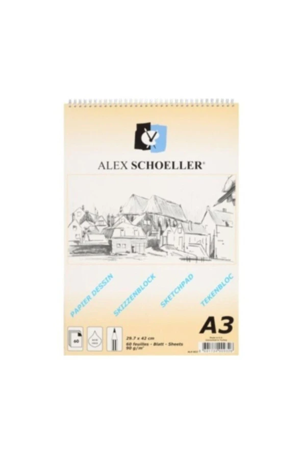 Alex Spiral Eskiz Bloknot 90 Gram ( A3 ) 60 Yaprak Dik Alex-822 ürün görseli 1