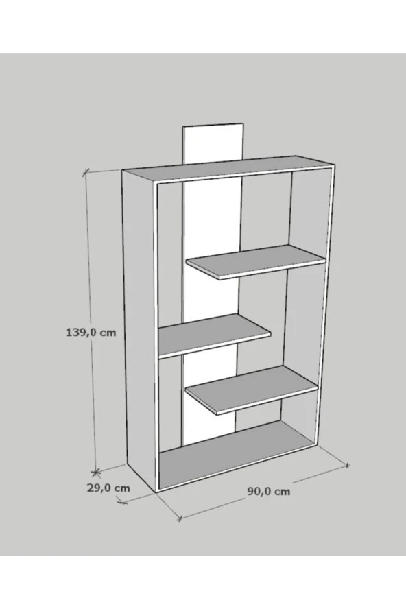 Minea Dekor Modern Kitaplık, Ahşap Kitaplık, Demonte Kitaplık - Resim 3