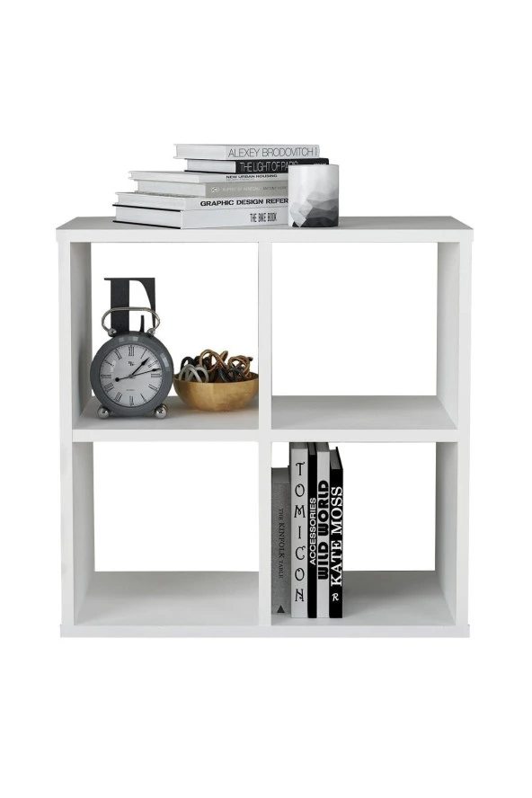 ÜNÜVAR KONSEPT Cube 4 Raflı Kitaplık Medıum Mat Beyaz K2 - Resim 4