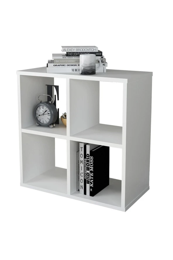 ÜNÜVAR KONSEPT Cube 4 Raflı Kitaplık Medıum Mat Beyaz K2 - Resim 5