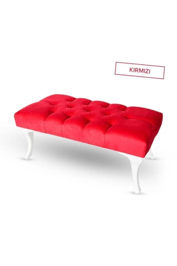 Ünüvar Konsept Kırmızı Puf Ayak Ucu Kapitoneli Kapı Önü Antre Bench Pufk2