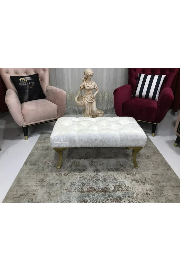 Ünüvar Konsept Puf Bench - Gold Ayakk2