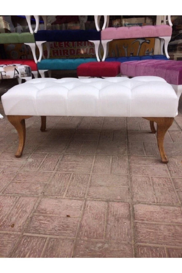 Ünüvar Konsept 45X90 Ebatında Ahşap Renk Ayak Dekoratif Pufk2