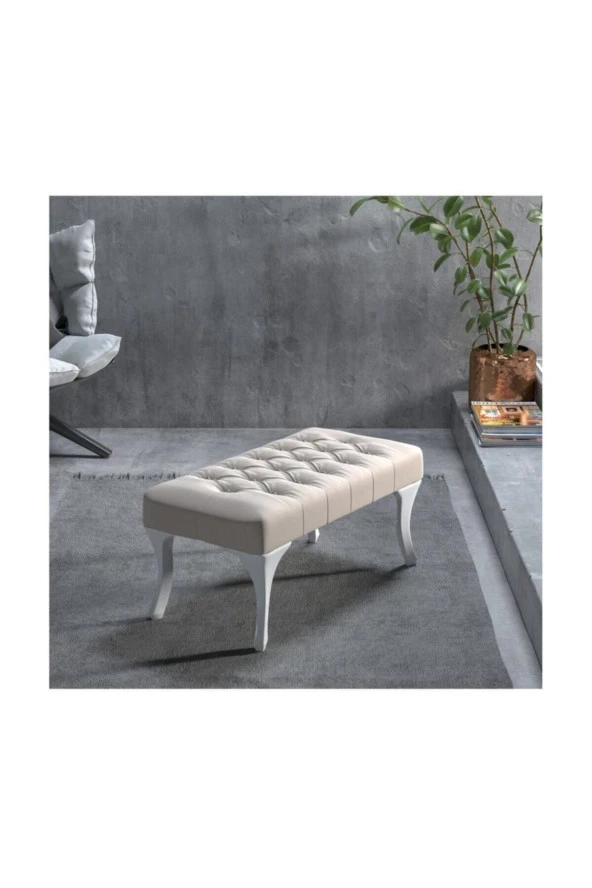 Ünüvar Konsept Kapitoneli Ayak Ucu, Kapı Önü, Antre Bench Puf, 90X45, Bejk2