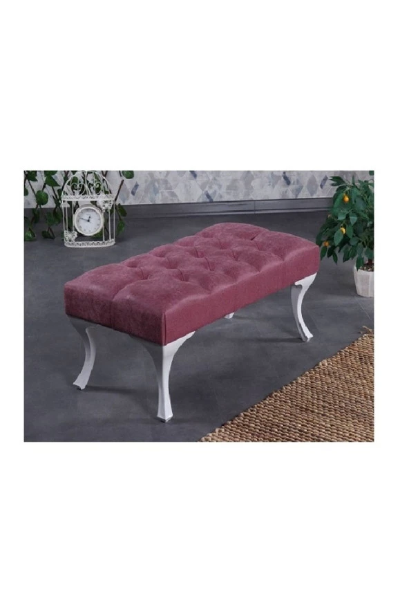 Ünüvar Konsept Dekoratif Dikdörtgen Puf Bench - Pembek2