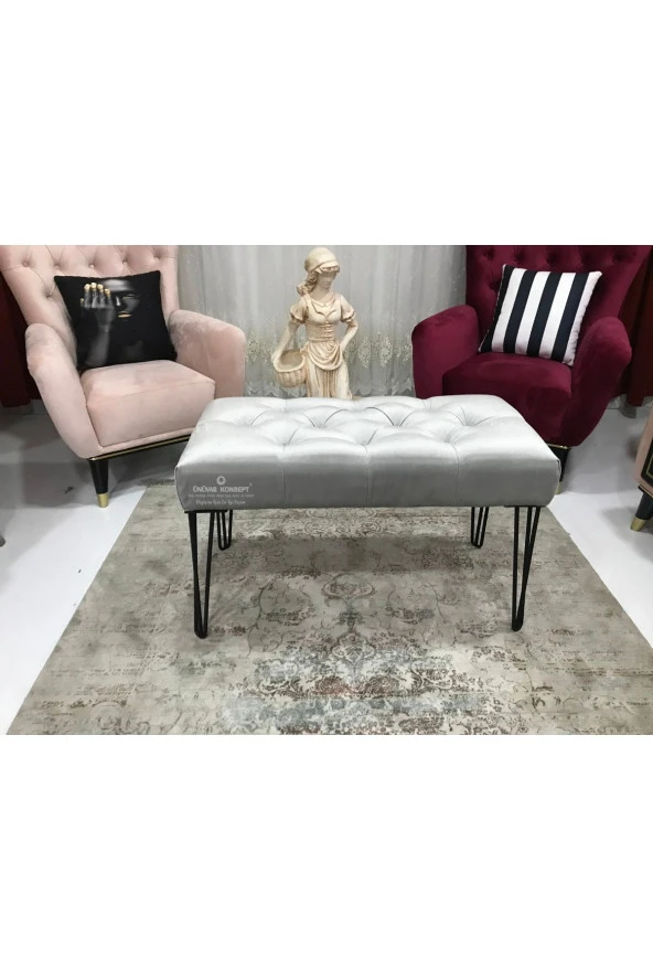 Ünüvar Konsept Puf Bench Gri - Metal Ayakk2