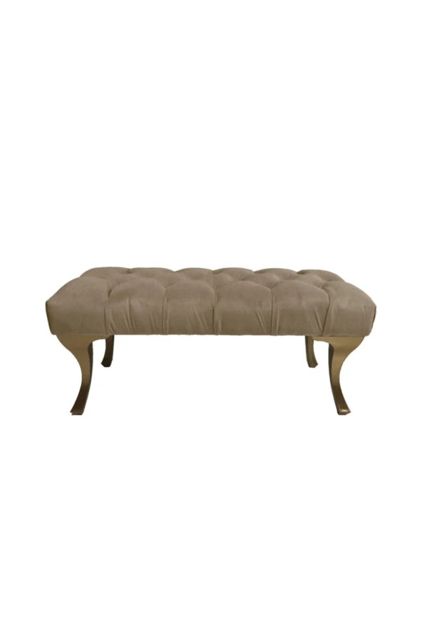 Ünüvar Konsept Puf Bench Bej - Gold Ayak