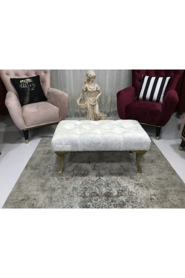 Ünüvar Konsept Puf Bench - Gold Ayak