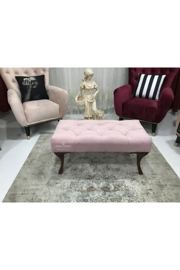Ünüvar Konsept Puf Bench - Ceviz Renk Ayak
