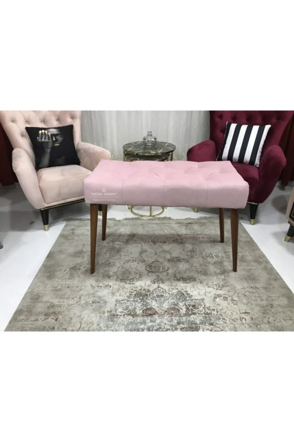 Ünüvar Konsept Puf Bench - Ahşap Ayak