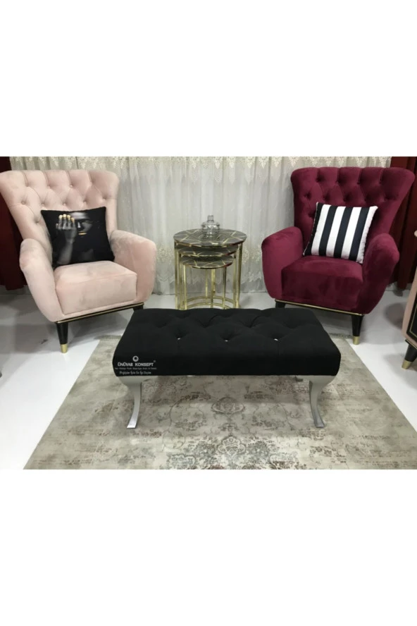 Ünüvar Konsept Puf Bench - Gri Ayak