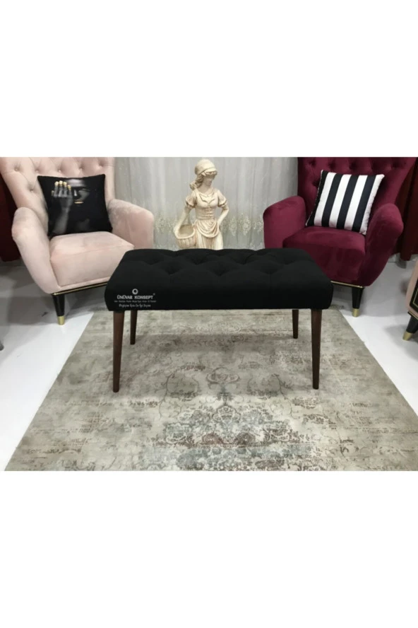 Ünüvar Konsept Puf Bench - Ahşap Ayak