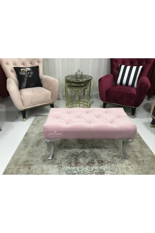 Ünüvar Konsept Puf Bench - Gri Ayak