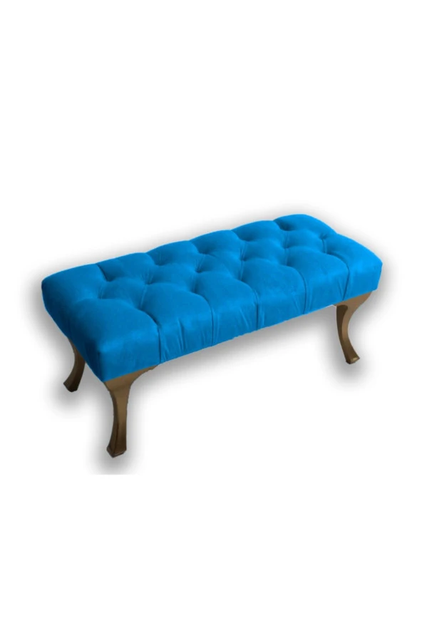 Ünüvar Konsept Puf Bench Açık Mavi - Gold Renk Ayak - 2