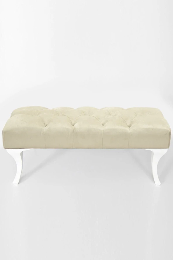 Krem Hünkar Büyük Boy Kapı Önü Ayak Ucu Bench Puf 90 Cm