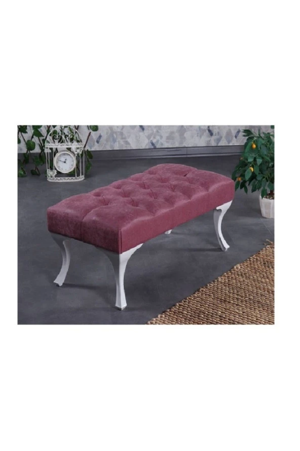 Ünüvar Konsept Dekoratif Dikdörtgen Puf Bench - Pembe