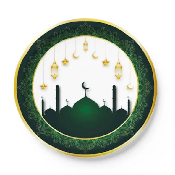 Ramazan Temalı Beyaz Tabak Bardak 8 li