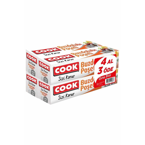 Cook Buzdolabı Poşeti 3+1 24X38CM 4X20 Yaprak