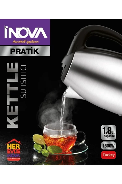 İnova Pratik Paslanmaz Çelik Kettle Su Isıtıcısı 360 Dönebilen Gövde - 1