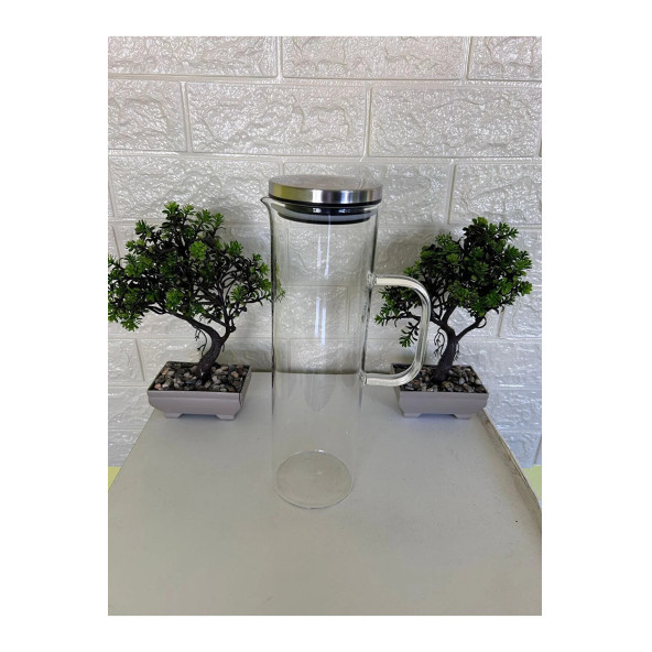 1.5 Lt Sürahi Paslanmaz Çelik Vakumlu Sızdırmaz Kapaklı Cam Sürahi 1500 ml - 3