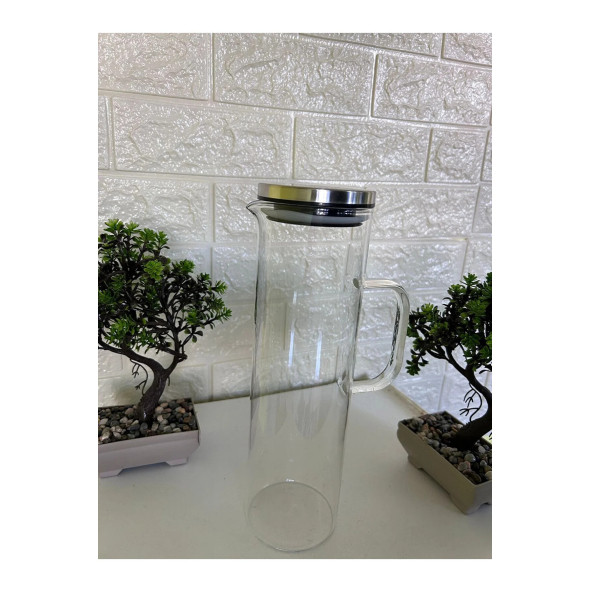 1.5 Lt Sürahi Paslanmaz Çelik Vakumlu Sızdırmaz Kapaklı Cam Sürahi 1500 ml - 4