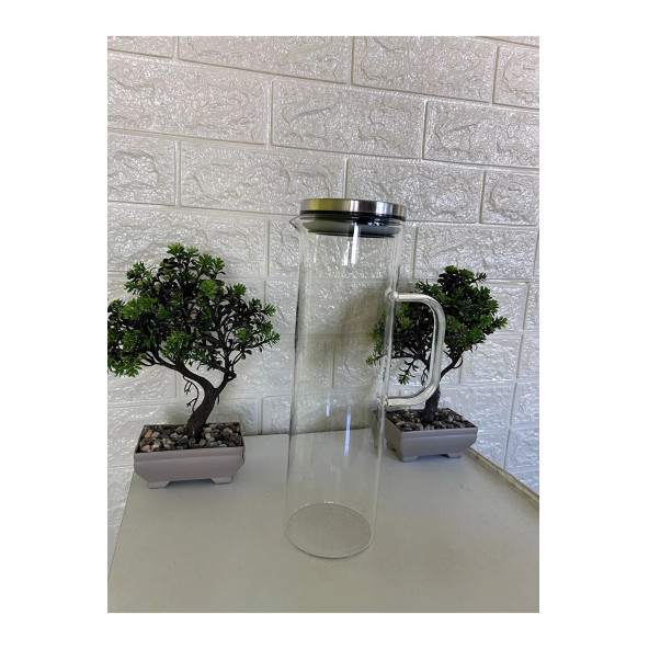 1.5 Lt Sürahi Paslanmaz Çelik Vakumlu Sızdırmaz Kapaklı Cam Sürahi 1500 ml - 5