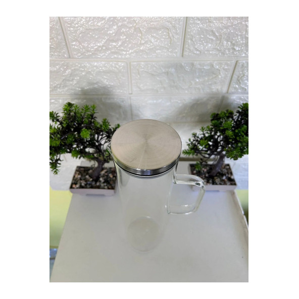 1.5 Lt Sürahi Paslanmaz Çelik Vakumlu Sızdırmaz Kapaklı Cam Sürahi 1500 ml - 6