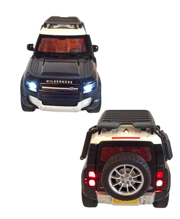 Çocuklar ve Yetişkinler için Metal Arazi Aracı 1:22 Tüm Kapıları Açılabilen Işıklı Sesli Siyah - 4