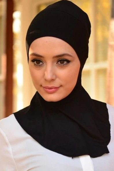 Kadın Penye Boyunluklu Bone Siyah Beyaz 2'li Set - 2