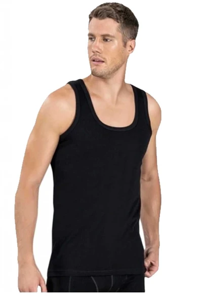 Erkek Pamuklu 3 Adet Siyah Atlet - 2